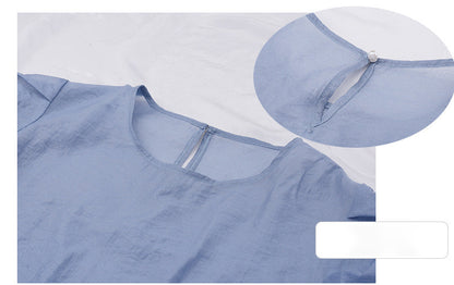 大きいサイズ レディース プリーツパフスリーブブラウス+サスペンダーワンピース LL 3L 4L 5L