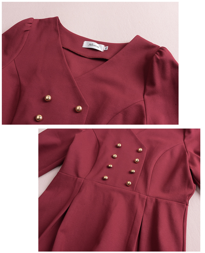 大きいサイズ レディース フリルVネックダブルブレストワンピース（ベルト別売） LL 3L 4L 5L