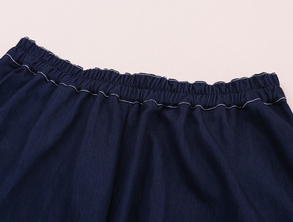 大きいサイズ レディース ネイビーブルーデニムツーピース（ベスト＋スカート） LL 3L 4L 5L