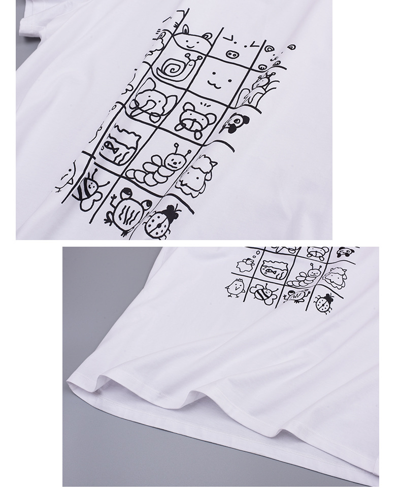 大きいサイズ レディース カジュアルイラストプリントコットン半袖Tシャツ LL 3L 4L 5L