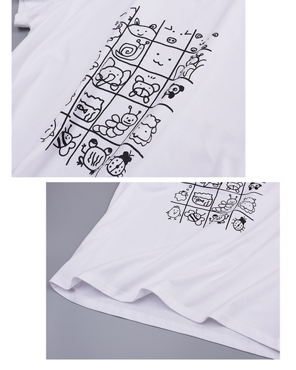 大きいサイズ レディース カジュアルイラストプリントコットン半袖Tシャツ LL 3L 4L 5L