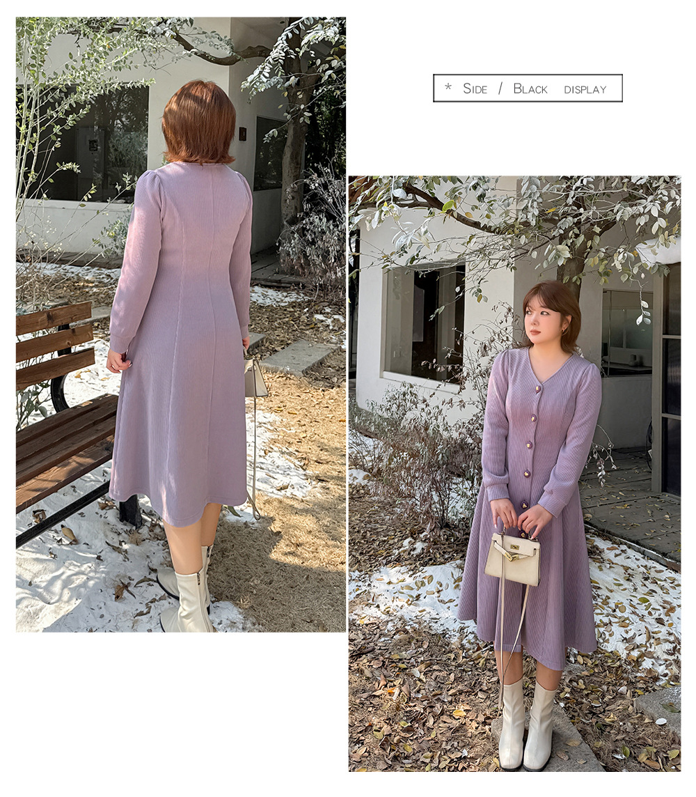 大きいサイズ レディース VネックボタンダウンAラインワンピース LL 3L 4L 5L