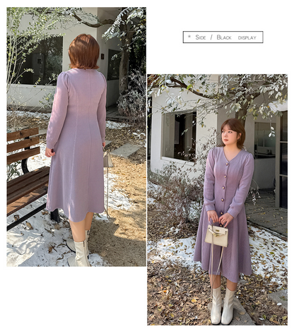 大きいサイズ レディース VネックボタンダウンAラインワンピース LL 3L 4L 5L