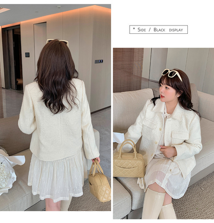 大きいサイズ レディース 厚手ミルキーホワイトショートジャケット LL 3L 4L 5L