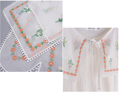 大きいサイズ レディース リボン花柄刺繍ショールフェアリーワンピース LL 3L 4L 5L