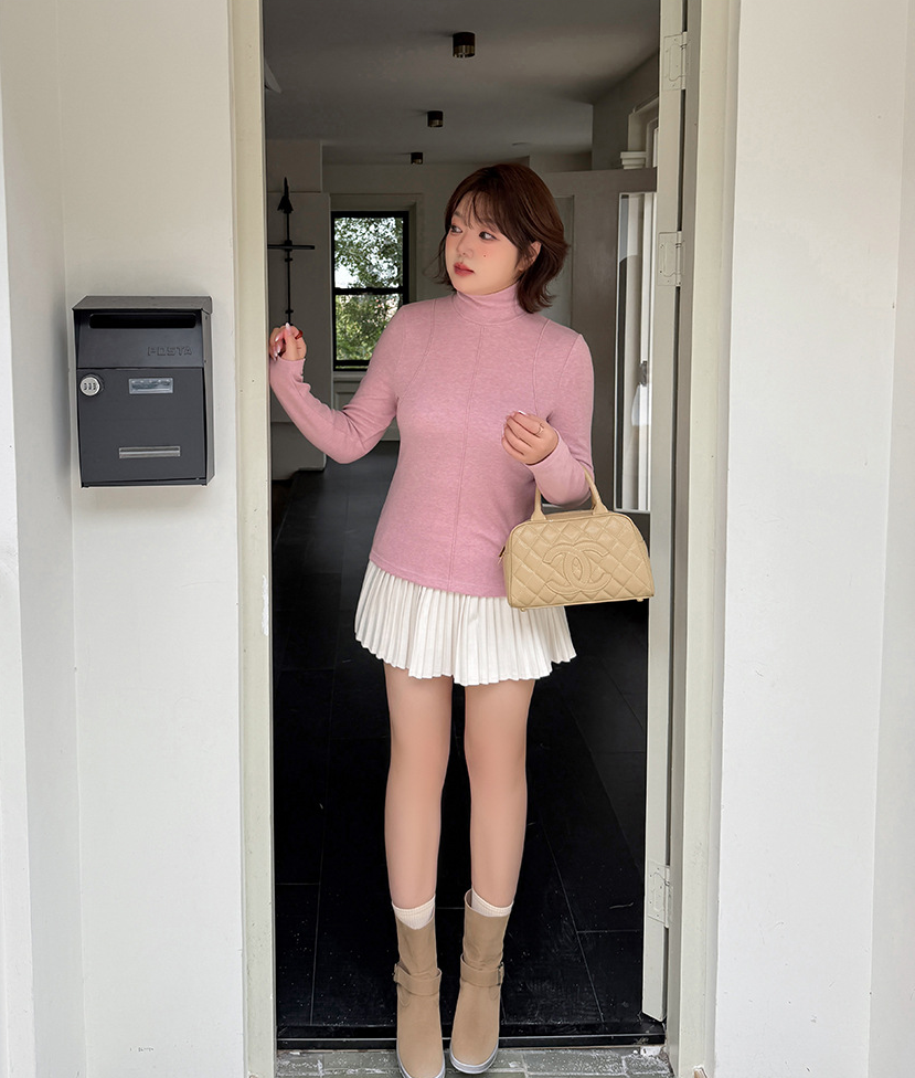 大きいサイズ レディース フロントラインタートルネック起毛ニットインナー LL 3L 4L 5L