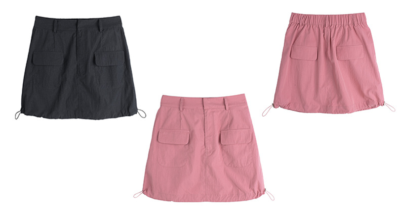 大きいサイズ レディース ドローストリング付きワークウェアスタイルミニスカート LL 3L 4L 5L