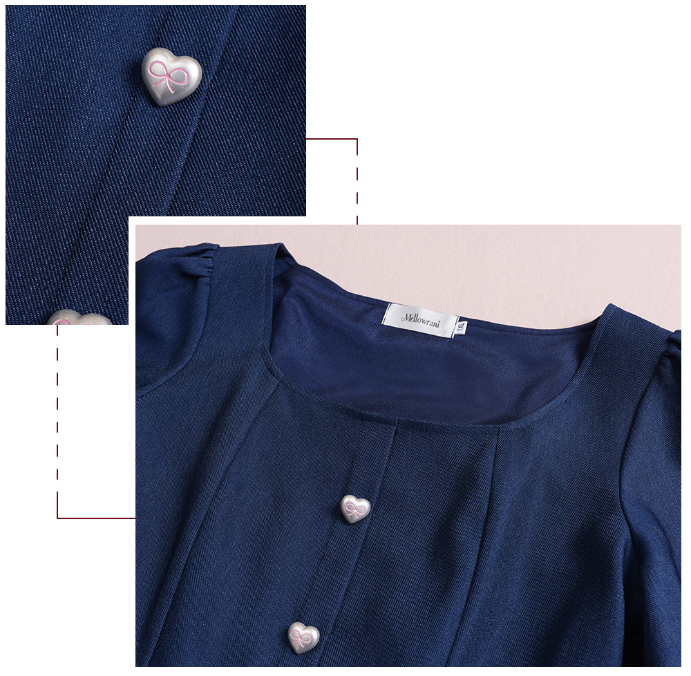 大きいサイズ レディース スクエアネックハートボタンワンピース LL 3L 4L 5L