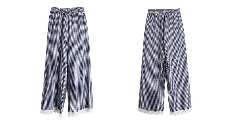大きいサイズ レディース レースチェック柄ワイドレッグパンツ LL 3L 4L 5L
