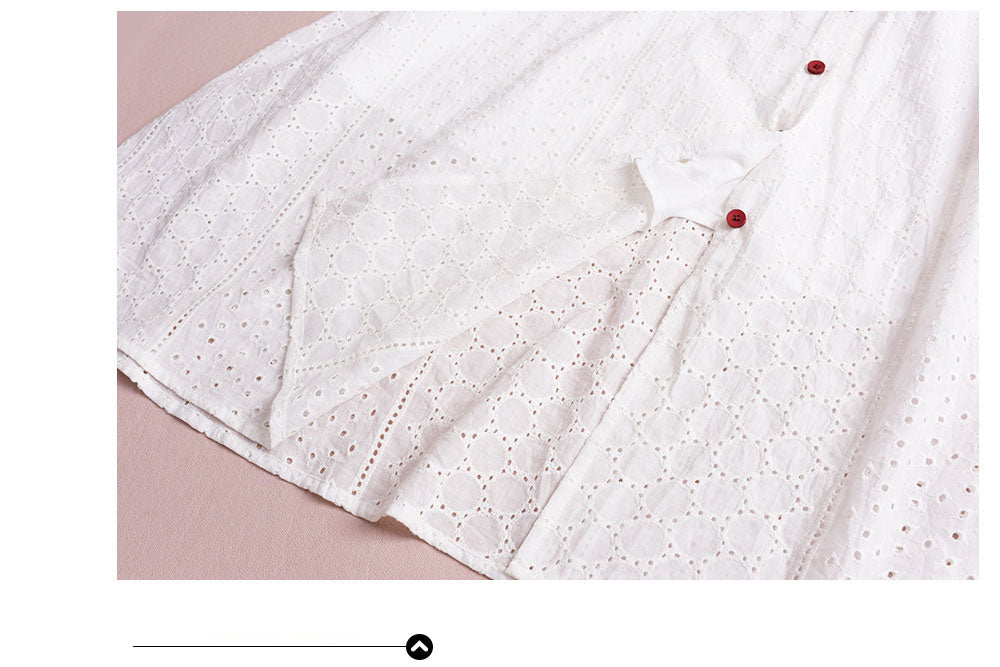 大きいサイズ レディース 刺繍コットンVネックワンピース LL 3L 4L 5L