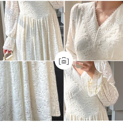 大きいサイズ レディース Vネック花柄レースワンピース LL 3L 4L 5L