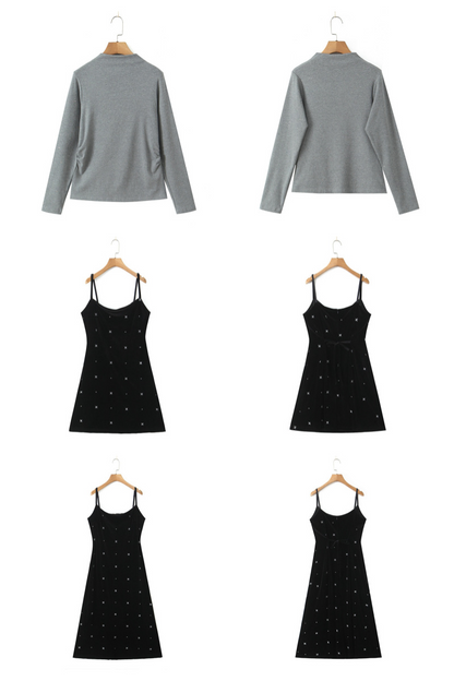 大きいサイズ レディース インナートップス+ベルベットキャミソールワンピース（ショート/ロング） LL 3L 4L 5L