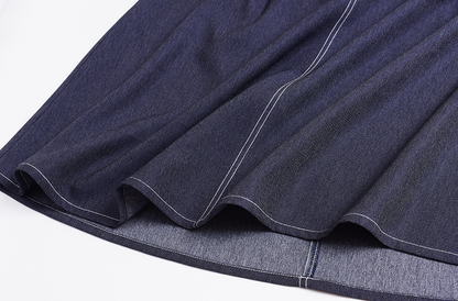 大きいサイズ レディース セットアップ（フェイクデニムステッチベスト＋スカート） LL 3L 4L 5L