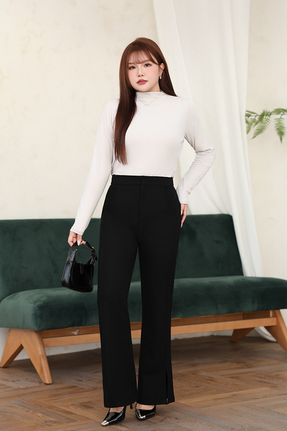 大きいサイズ レディース ハイネック長袖スタイリッシュインナーシャツ LL 3L 4L 5L