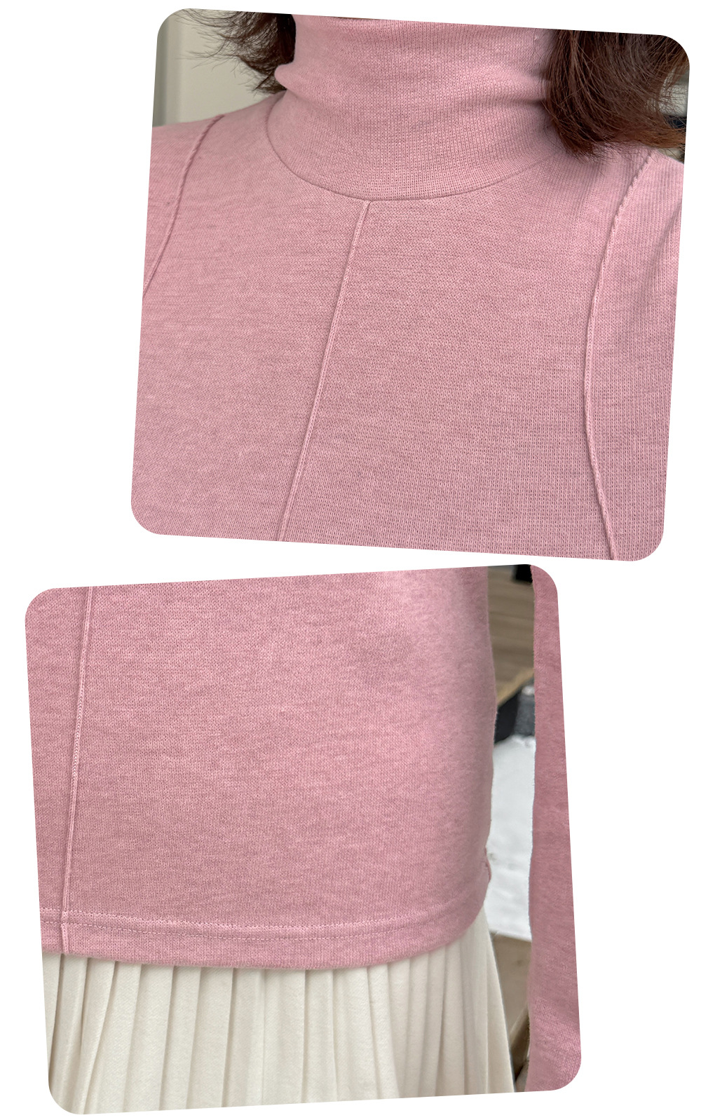 大きいサイズ レディース フロントラインタートルネック起毛ニットインナー LL 3L 4L 5L