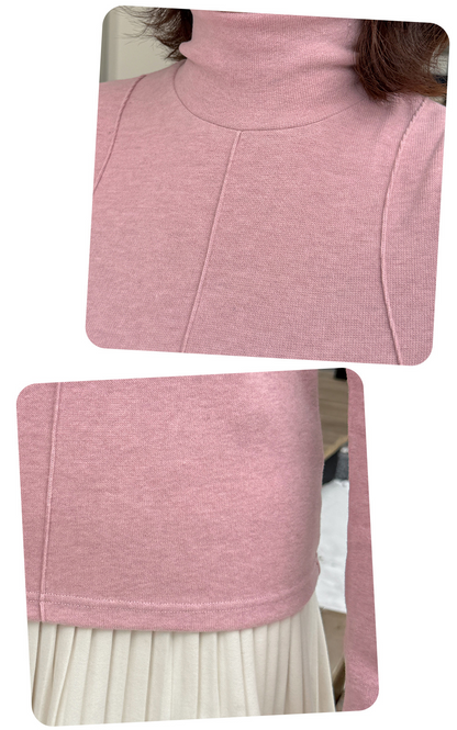 大きいサイズ レディース フロントラインタートルネック起毛ニットインナー LL 3L 4L 5L