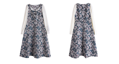 大きいサイズ レディース フレンチレースジャカードパッチワーク花柄ワンピース LL 3L 4L 5L