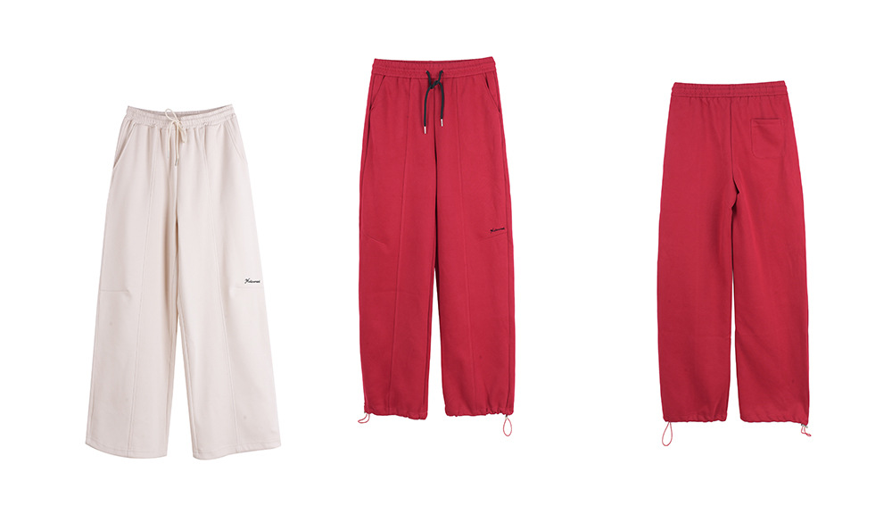 大きいサイズ レディース 刺繍ロゴニットカジュアルストレートパンツ LL 3L 4L 5L