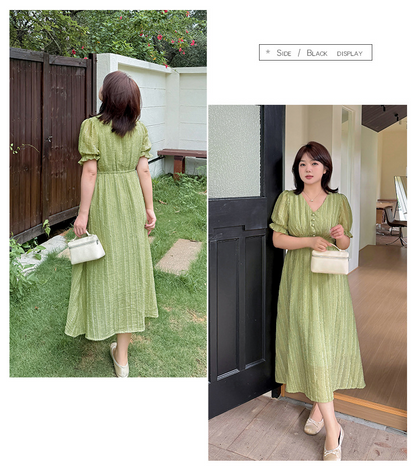 大きいサイズ レディース Vネックフリルシフォンプリーツワンピース LL 3L 4L 5L