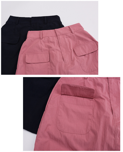 大きいサイズ レディース ドローストリング付きワークウェアスタイルミニスカート LL 3L 4L 5L