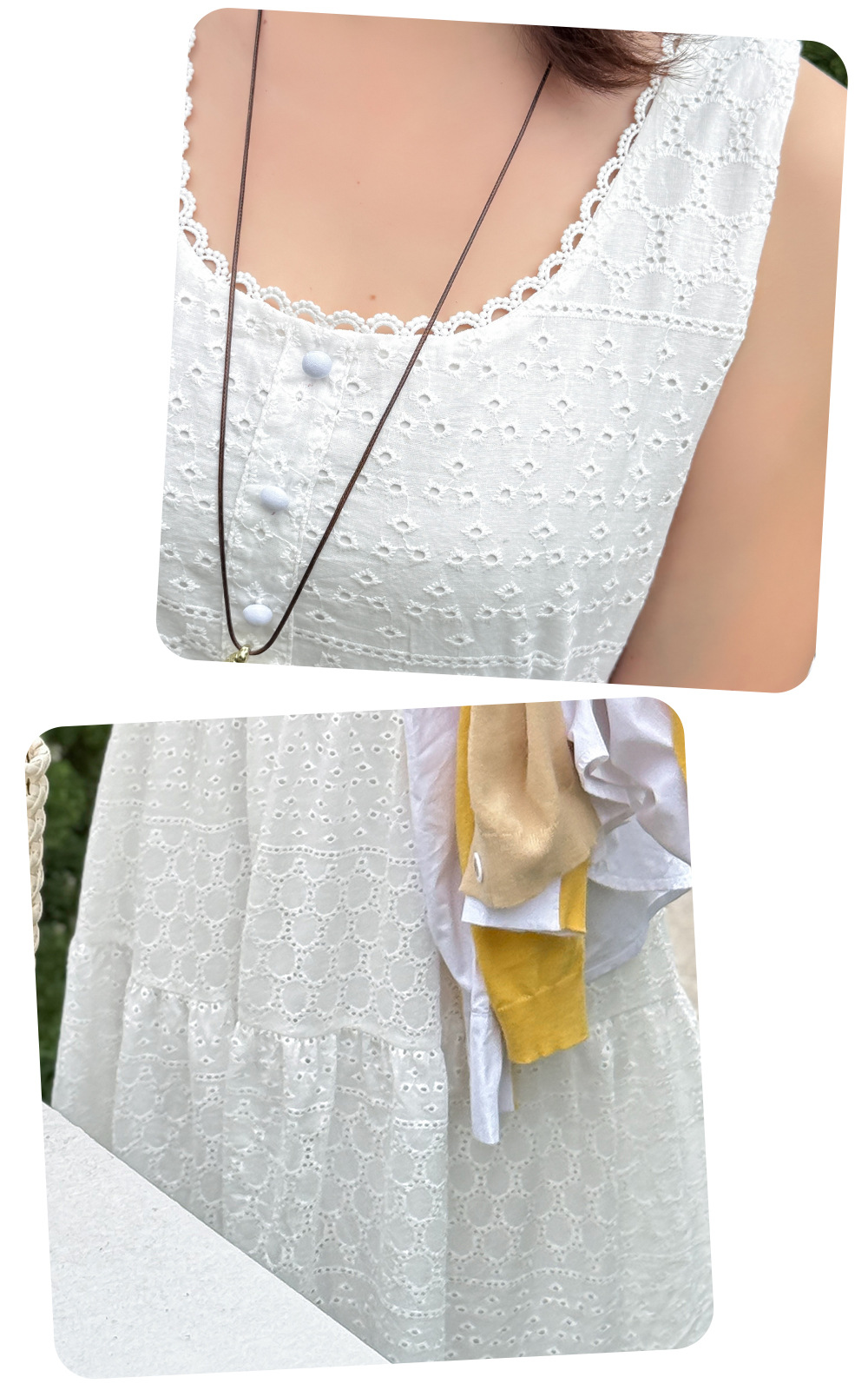 大きいサイズ レディース ホワイトノースリーブレースティアードワンピース LL 3L 4L 5L