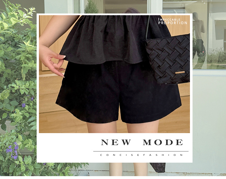 大きいサイズ レディース カジュアル無地コットンショートパンツ全4色 LL 3L 4L 5L