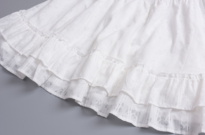 大きいサイズ レディース ストライプ柄ジャカードコットンフリルワンピース（ミニ / ロング） LL 3L 4L 5L