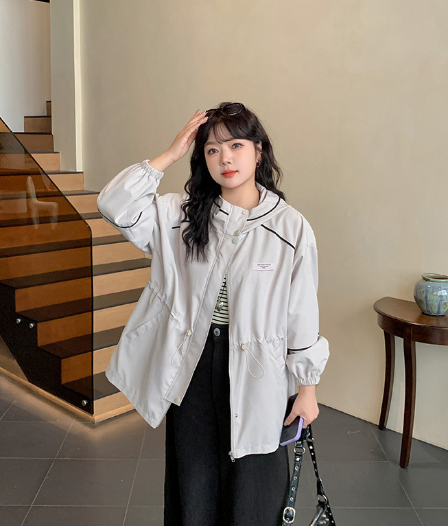 大きいサイズ レディース フード付きルーズ防風ジャケット LL 3L 4L 5L