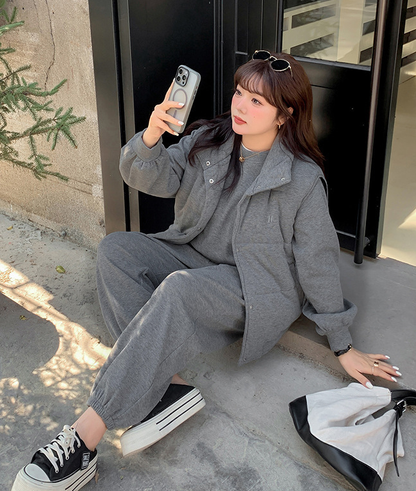 大きいサイズ レディース スリーピース（ベスト・シャツ・パンツ）ベルベットカジュアルスウェット LL 3L 4L 5L