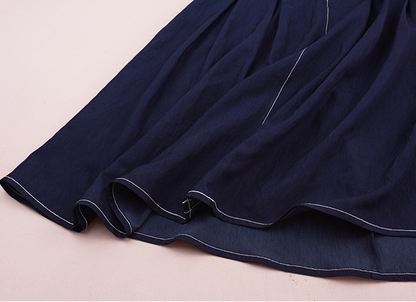 大きいサイズ レディース ネイビーブルーデニムツーピース（ベスト＋スカート） LL 3L 4L 5L