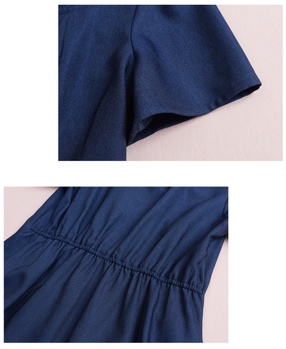 大きいサイズ レディース スクエアネックハートボタンワンピース LL 3L 4L 5L