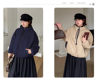 大きいサイズ レディース プルオーバーフード付きキルティングスウェットパーカー 3L 4L 5L