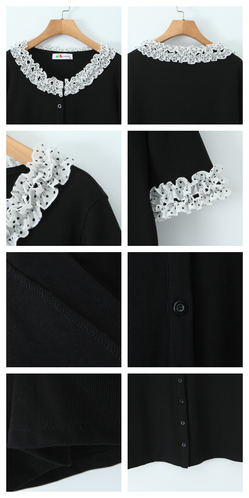 大きいサイズ レディース ドット柄レーストリム半袖トップス LL 3L 4L 5L