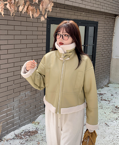 大きいサイズ レディース フリースラペルクラシックPUレザーライダースジャケット LL 3L 4L 5L