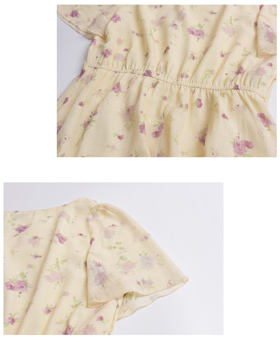 大きいサイズ レディース フレンチフリル花柄プリントワンピース LL 3L 4L 5L