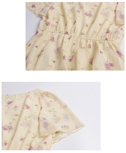 大きいサイズ レディース フレンチフリル花柄プリントワンピース LL 3L 4L 5L