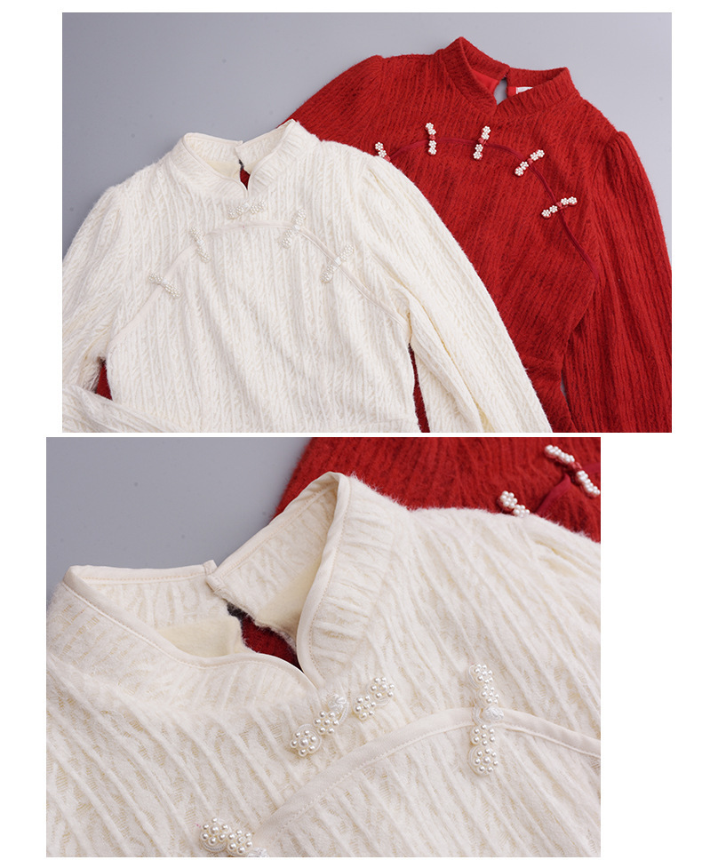 大きいサイズ レディース チャイナ風レトロ花柄ビーズボタンレースワンピース LL 3L 4L 5L