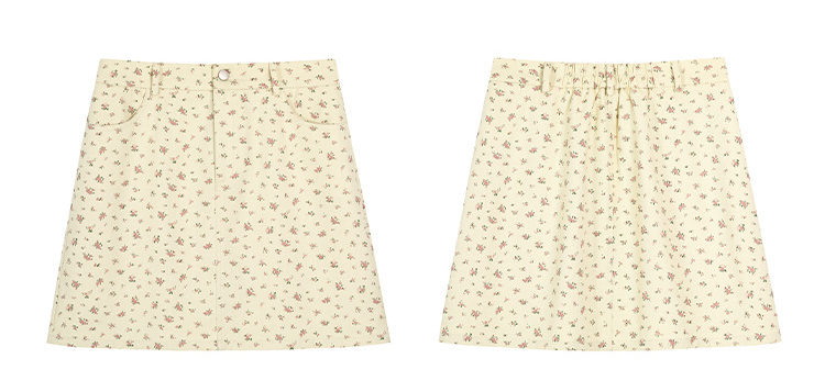 大きいサイズ レディース 小花柄ハイウエストAラインミニスカート LL 3L 4L 5L 6L