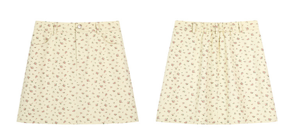 大きいサイズ レディース 小花柄ハイウエストAラインミニスカート LL 3L 4L 5L 6L