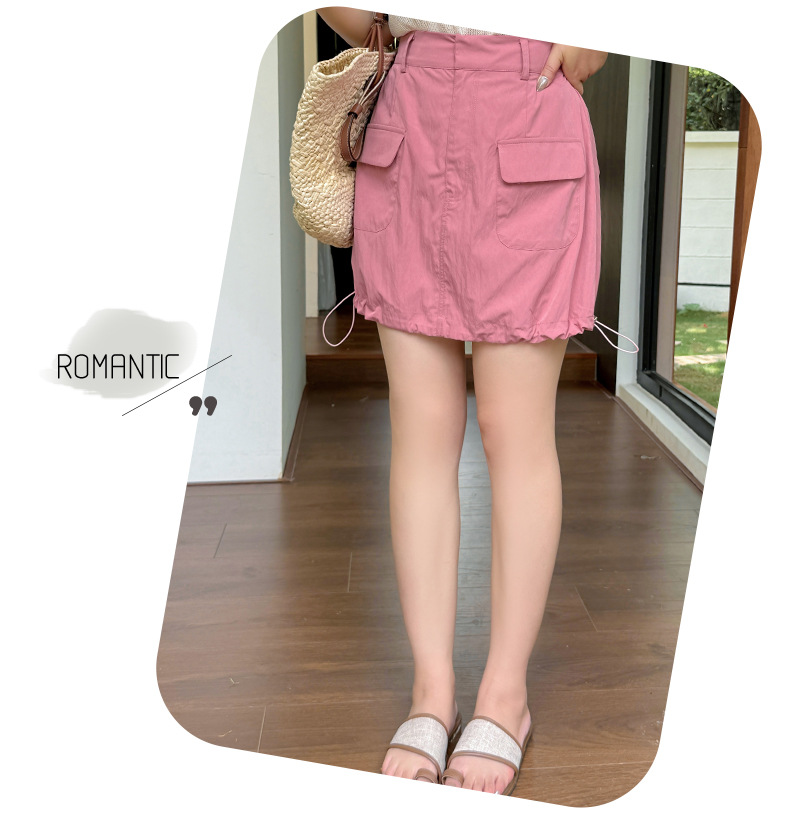 大きいサイズ レディース ドローストリング付きワークウェアスタイルミニスカート LL 3L 4L 5L