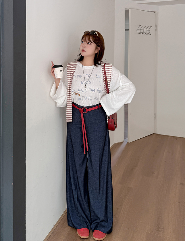 大きいサイズ レディース ストレートハイウエストレッグパンツ（ベルト別売） LL 3L 4L 5L