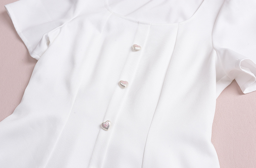 大きいサイズ レディース スクエアネックハートボタンワンピース LL 3L 4L 5L