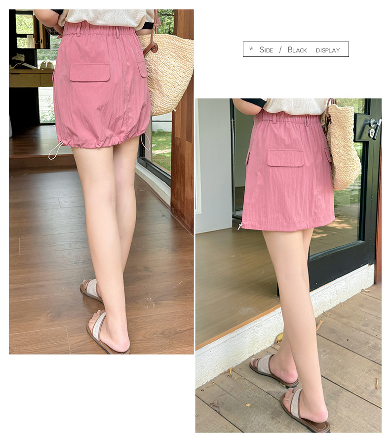 大きいサイズ レディース ドローストリング付きワークウェアスタイルミニスカート LL 3L 4L 5L