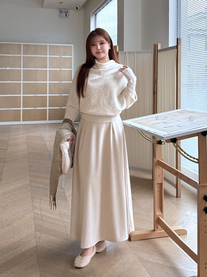 大きいサイズ レディース ハイウエストフレアロングスカート LL 3L 4L 5L