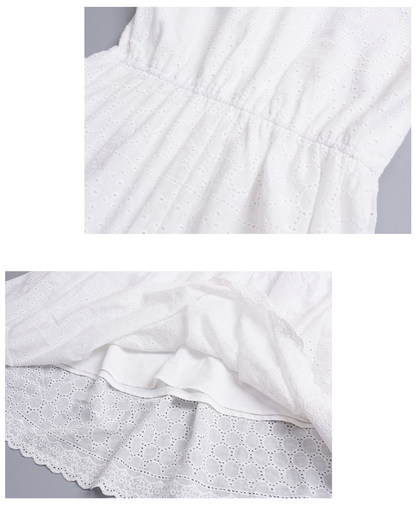 大きいサイズ レディース ホワイトノースリーブレースティアードワンピース LL 3L 4L 5L