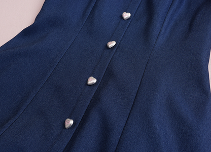 大きいサイズ レディース スクエアネックハートボタンワンピース LL 3L 4L 5L