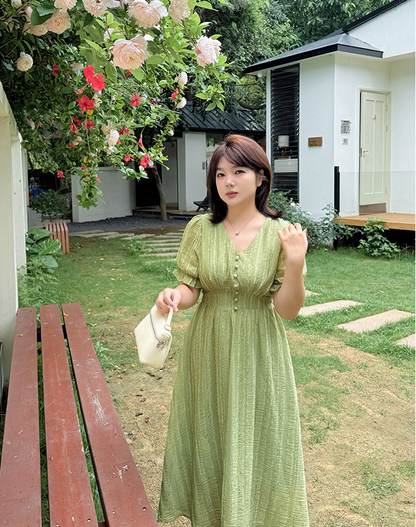 大きいサイズ レディース Vネックフリルシフォンプリーツワンピース LL 3L 4L 5L