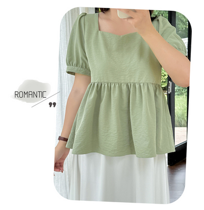 大きいサイズ レディース レースアップフリルベビードールブラウス LL 3L 4L 5L