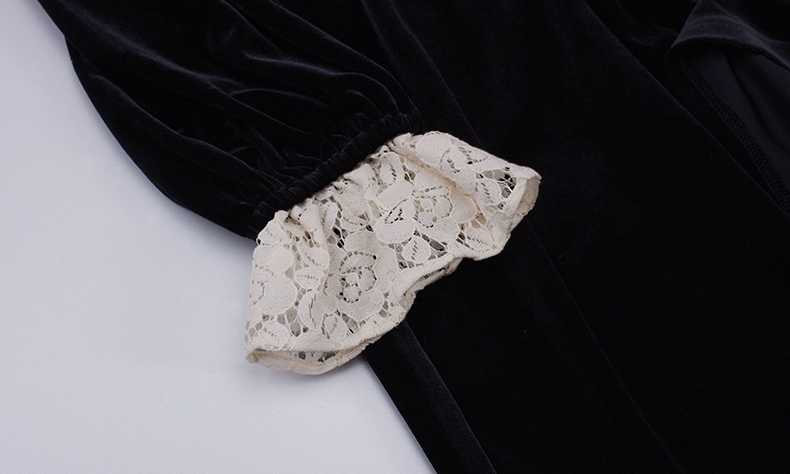 大きいサイズ レディース Vネックレースベルベットエレガントワンピース  LL 3L 4L 5L 6L