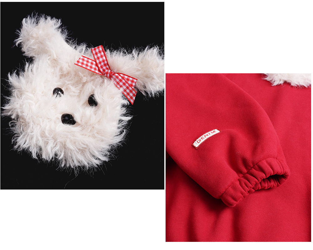 大きいサイズ レディース ふわふわ小犬厚手ニットスウェットパーカー LL 3L 4L 5L